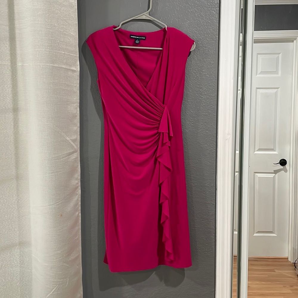 AMERICAN LIVING PINK RUFFLE DRESS